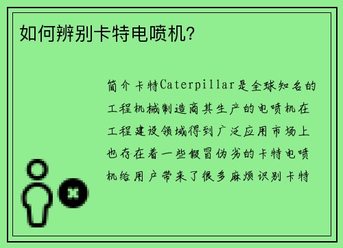 如何辨别卡特电喷机？